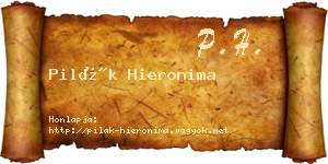 Pilák Hieronima névjegykártya